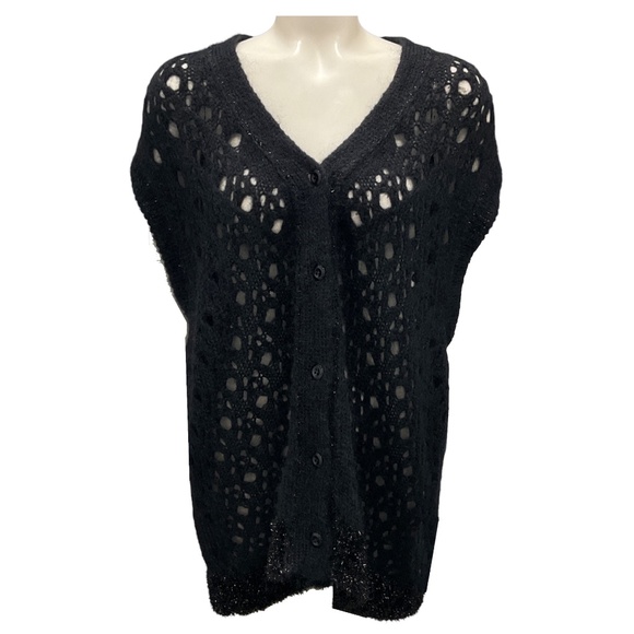 SIMONE ROCHA BLACK MOHAIR KNIT CARDIGAN SWEATER - Picture 1 of 5